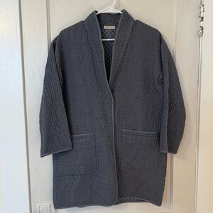 Eileen Fischer Slate Blue “Washed Cotton Diamond Coat”